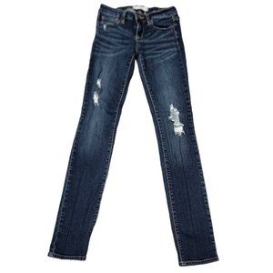 Bullhead Black Skinny Low Rise Distressed Blue Denim Jeans Size 3R